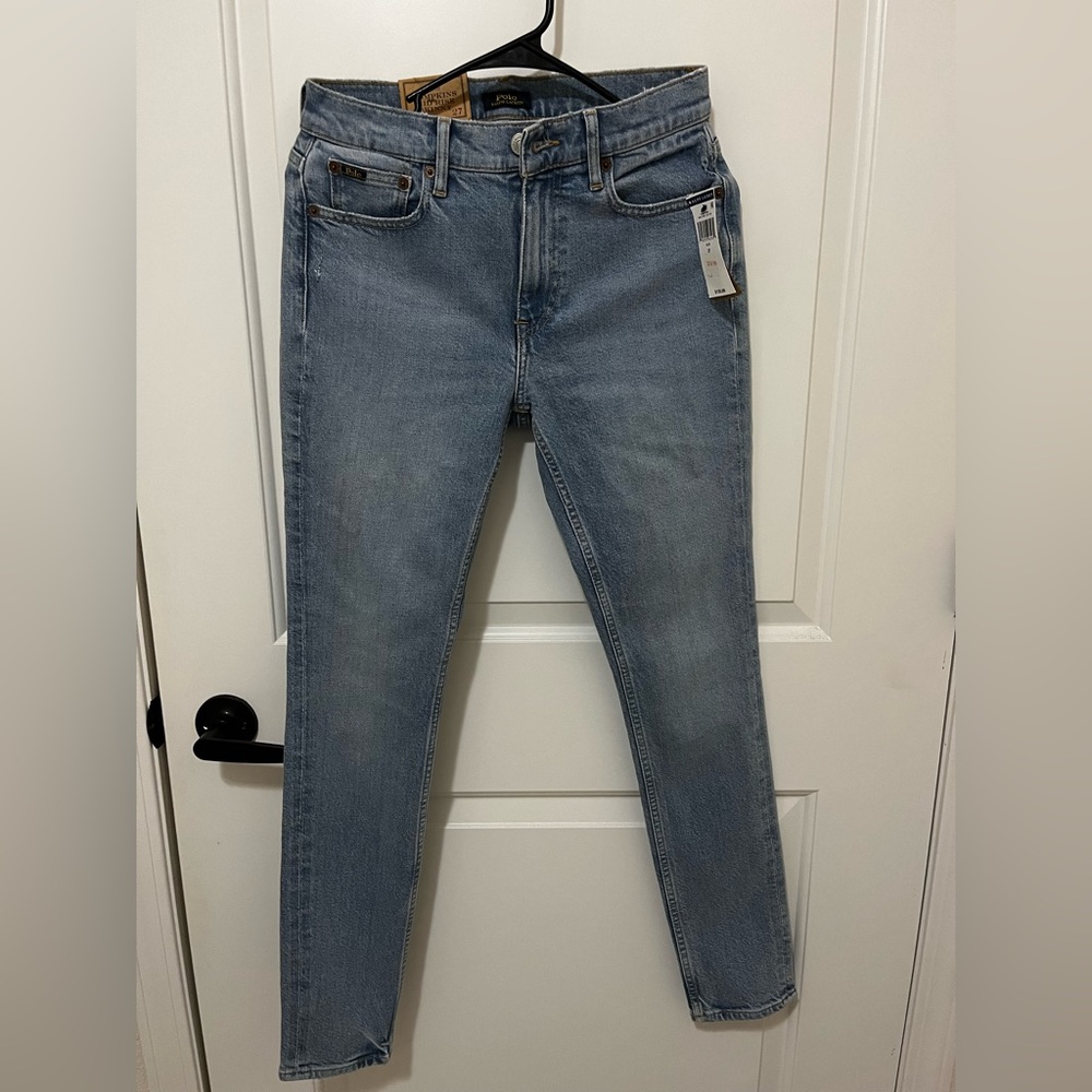 Polo. Brand new, blue jeans, size 27. Mid-rise skinny leg.